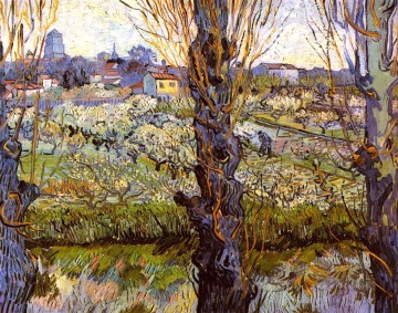 Vincent Van Gogh Painting - Orchard in Bloom with Poplars Vincent van Gogh